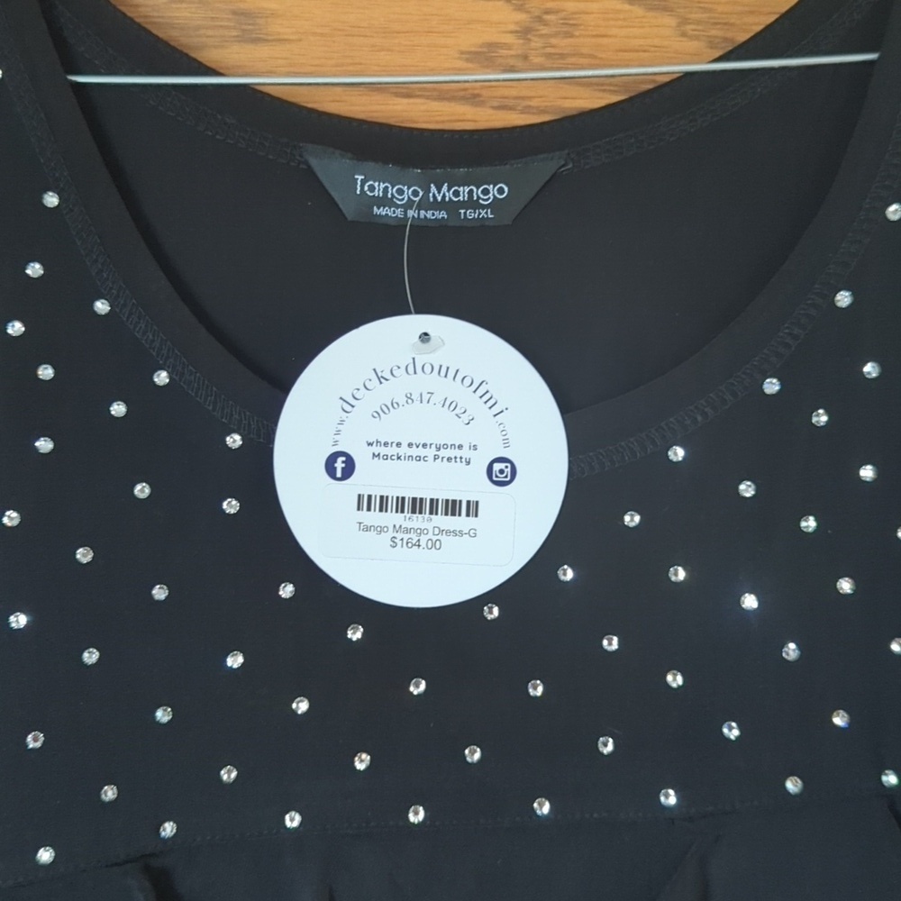 NWT Mango Tango Black Jeweled Ruffle Dress Women's Size XL - Picture 3 of 8